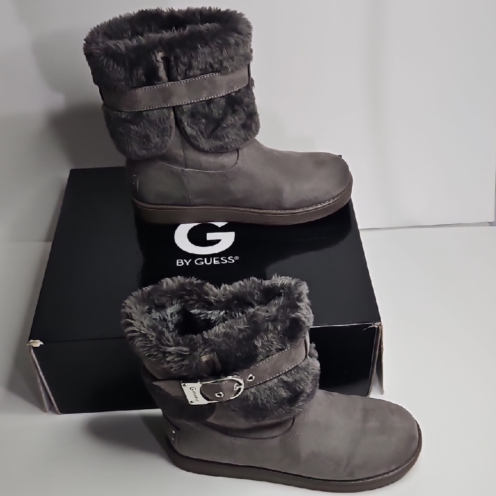 Guess Women's Charcoal Fur-Lined Winter Boots
